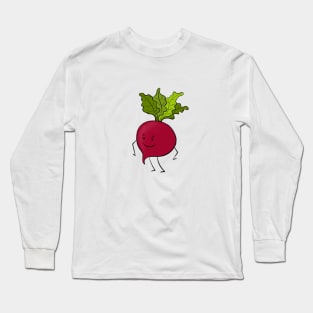 Happy Cute Beetroot Cartoon Long Sleeve T-Shirt